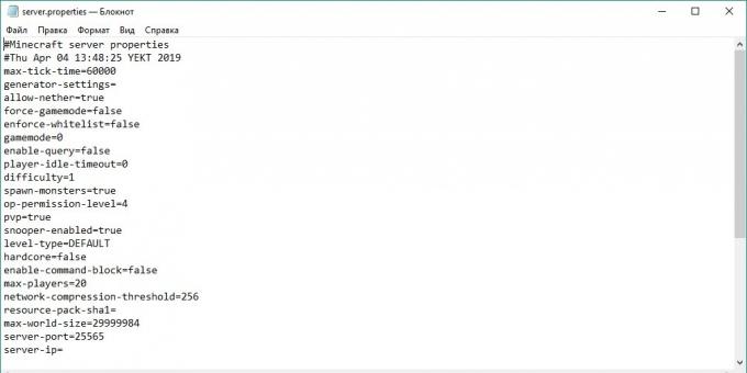 Како да направите сервер Маинкрафт: сервер.пропертиес
