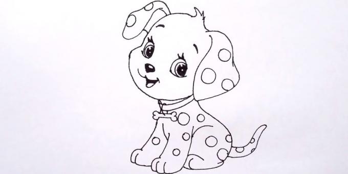 Како да нацртате седи пса у цртаном стилу